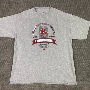 Boston Red Sox T Shirt 2007 World Series Champions Men's XL Majestic Gray MLB